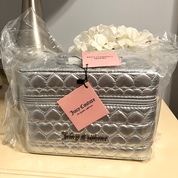 Juicy Couture Handbags - Juicy Couture Silver Quilted Cosmetic Train Case NWT
